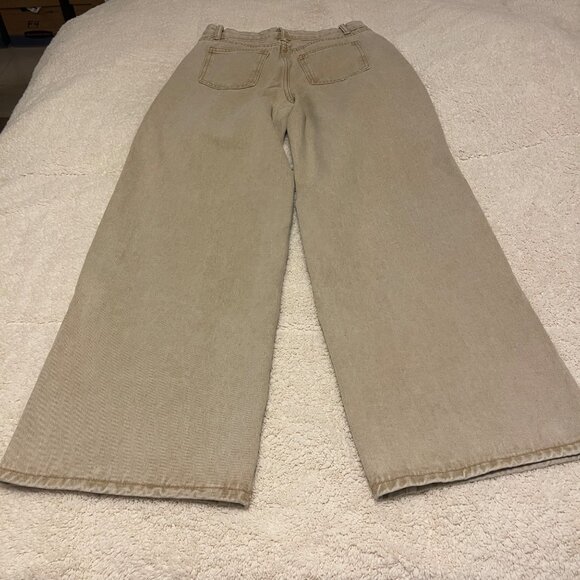 Shein Womens Medium Beige Wide-Leg Jeans Cotton Blend Relaxed Fit - Picture 14 of 16